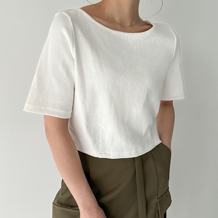 前後2wayリブチビTシャツ | JUNOAH | 詳細画像3 