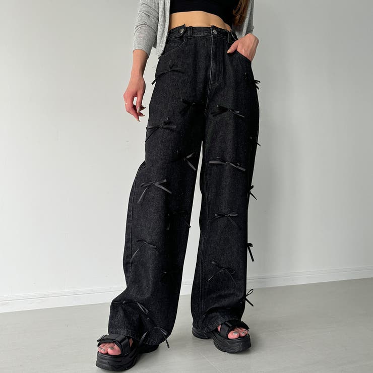 RNA　スペシャルブリーチルーズパンツ　デニムパンツ　M R3741 フラワープリーツコンビデニム(S 中色デニム): パンツ