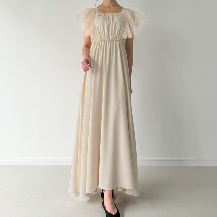⭐︎NAJINさま専用⭐︎【美品】メゾピアノ　リボンチュールノースリーブワンピース バックリボンチュールフリルワンピース[品番：AMTW0010869