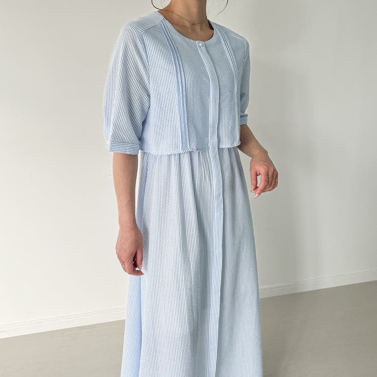 サッカー素材ロングシャツワンピース【ペチスカートセット】[品番