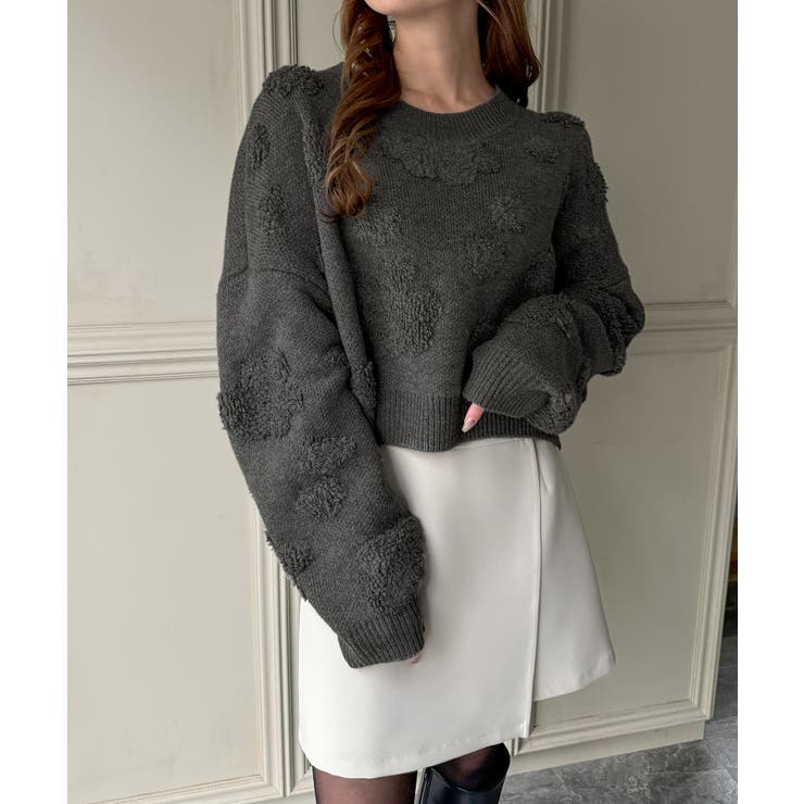 ショート丈花柄ニット | JUNOAH | 詳細画像26 