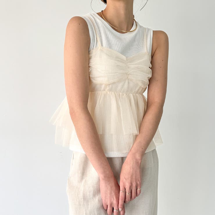 this is me🤍］ tulle bustier IVORY, PINK / FREE size ______