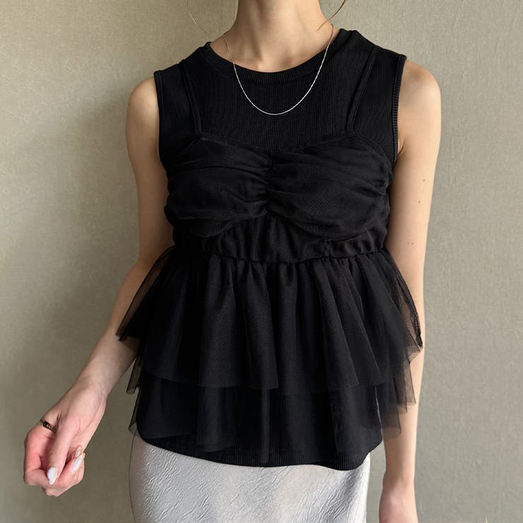 チュールビスチェセットトップス[品番：AMTW0011042]｜JUNOAH