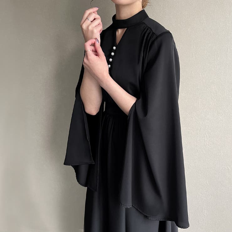 スリットスリーブパールデザインフレアワンピース | JUNOAH | 詳細画像2 