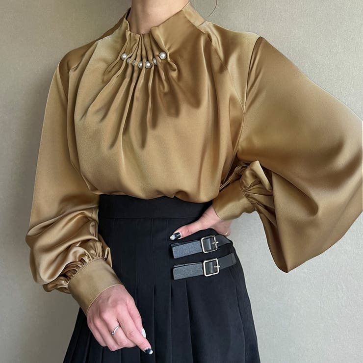 パール釦ウエーブタックブラウス | JUNOAH | 詳細画像11 