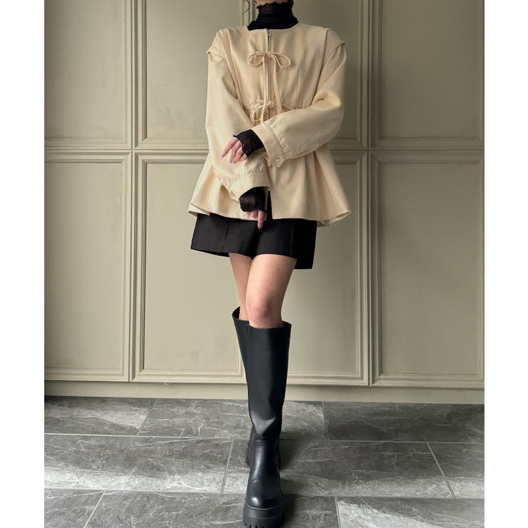 ドッキング風リボンペプラムジャケット[品番：AMTW0011539]｜JUNOAH