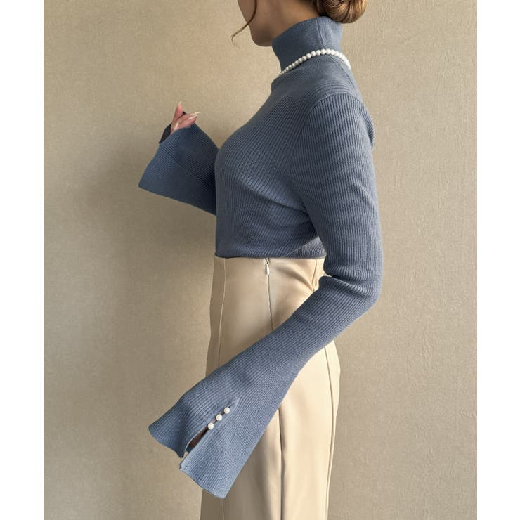 袖口パールデザインタートルネックニットトップス | JUNOAH | 詳細画像11 