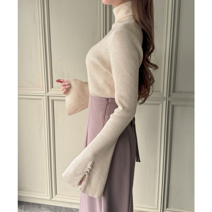 袖口パールデザインタートルネックニットトップス | JUNOAH | 詳細画像8 