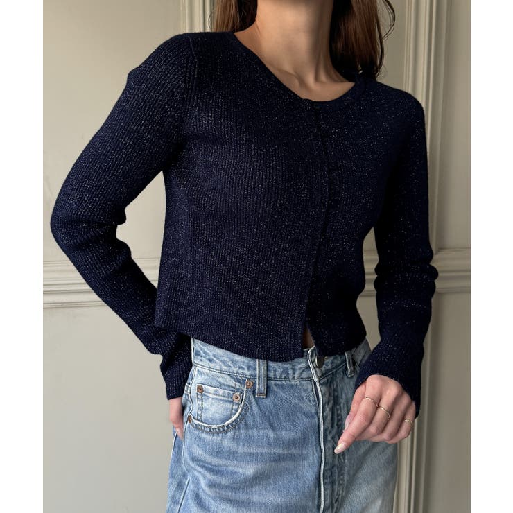 ラウンドネックラメニットカーディガン | JUNOAH | 詳細画像4 