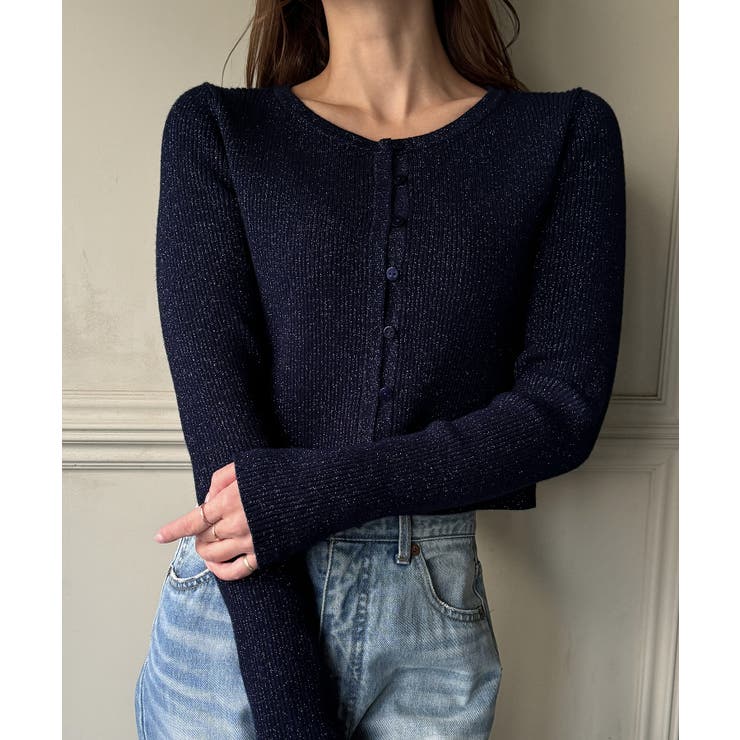 ラウンドネックラメニットカーディガン | JUNOAH | 詳細画像5 