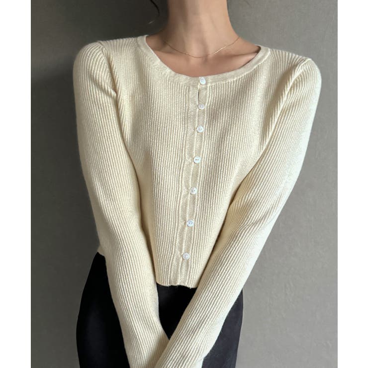 ラウンドネックラメニットカーディガン | JUNOAH | 詳細画像8 