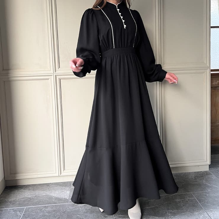 ▼完売✨現行25SS✨エストネーション【38】バイカラー パイピング ワンピース バイカラーパイピングデザインワンピース[品番：AMTW0009668]｜JUNOAH