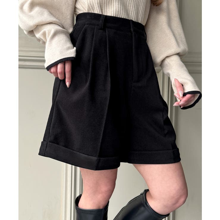 ブラック | ツータックウォームショートパンツ | JUNOAH