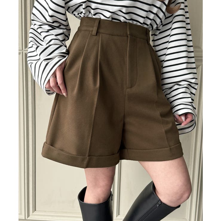 グレージュ | ツータックウォームショートパンツ | JUNOAH