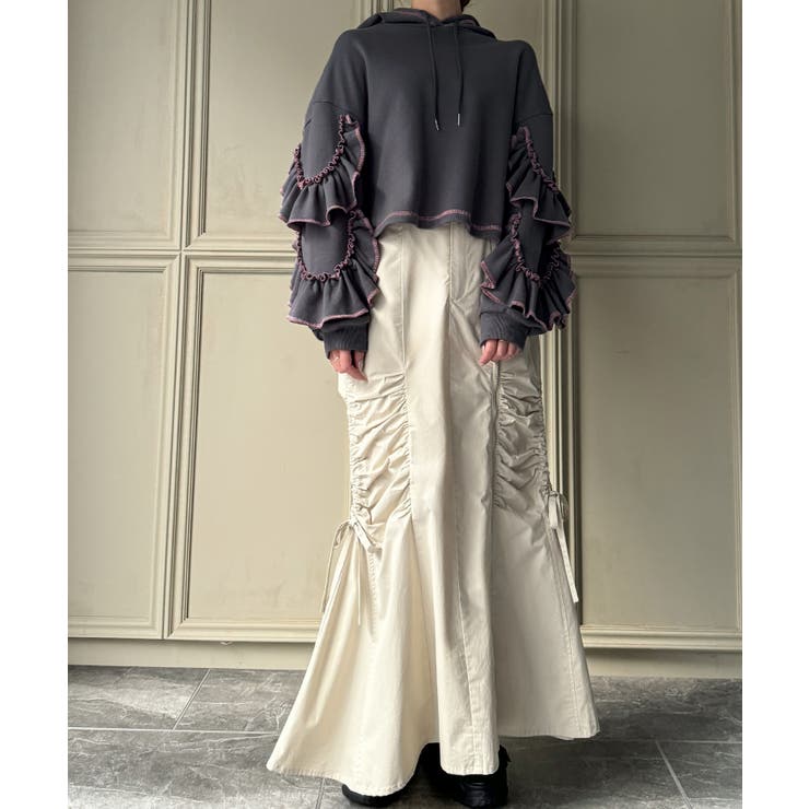 袖フリルパーカー[品番：AMTW0011362]｜JUNOAH（ジュノア ）の