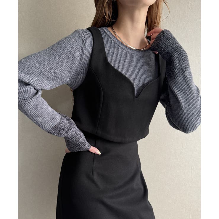 ウールライクビスチェ＆タイトスカートSET【秋冬もっちり素材】[品番