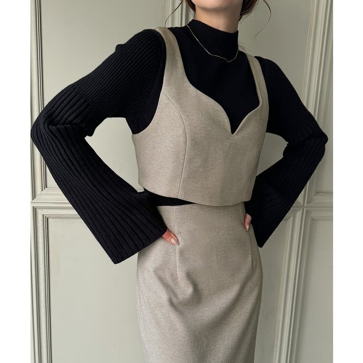 ウールライクビスチェ＆タイトスカートSET【秋冬もっちり素材】 | JUNOAH | 詳細画像4 