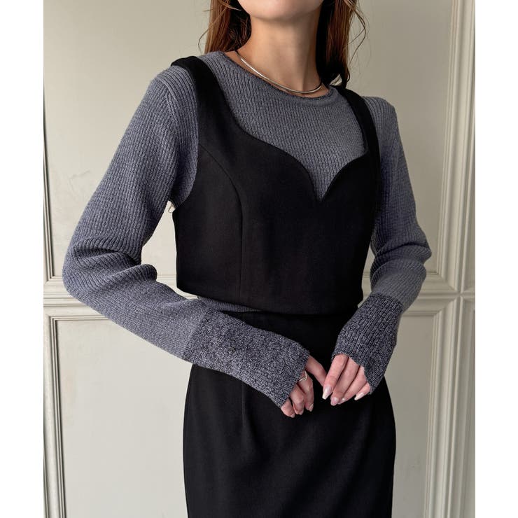 ウールライクビスチェ＆タイトスカートSET【秋冬もっちり素材】 | JUNOAH | 詳細画像9 