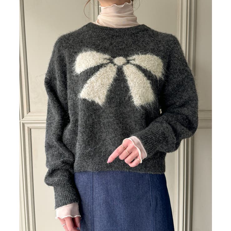 リボンシャギーニット | JUNOAH | 詳細画像1 