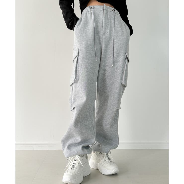 ドロスト カーゴ パンツ スウェット ストリート ロゴ 4色 韓国 SEQUENZ 90s UTILITY CARGO SWEAT PANTS / ロゴ 刺繍 カーゴ