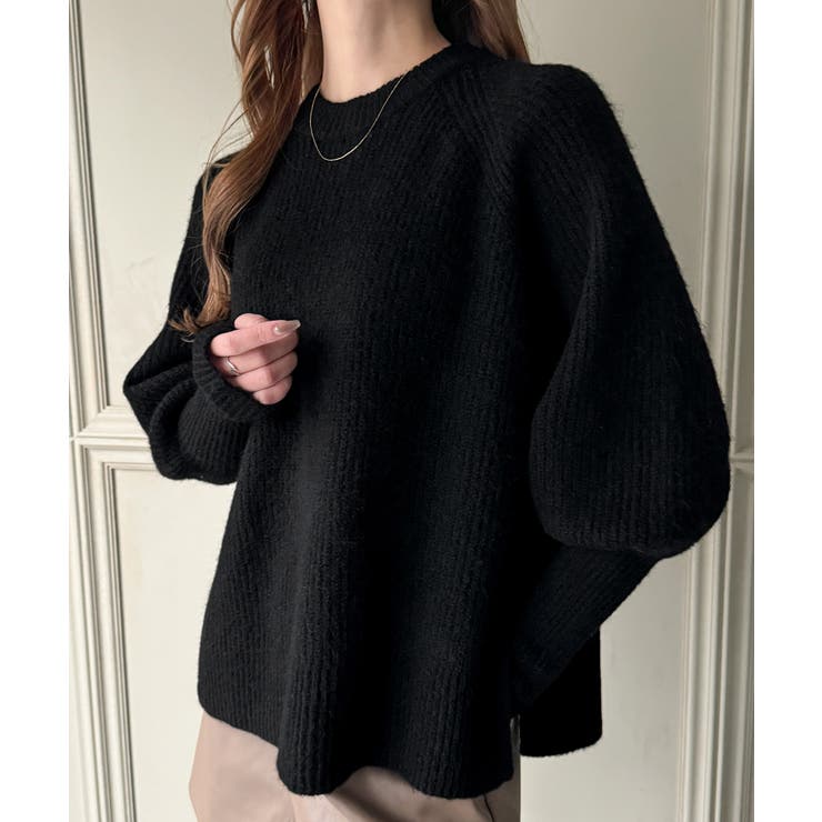 指穴ボリュームスリーブニット[品番：AMTW0011833]｜JUNOAH（ジュノア