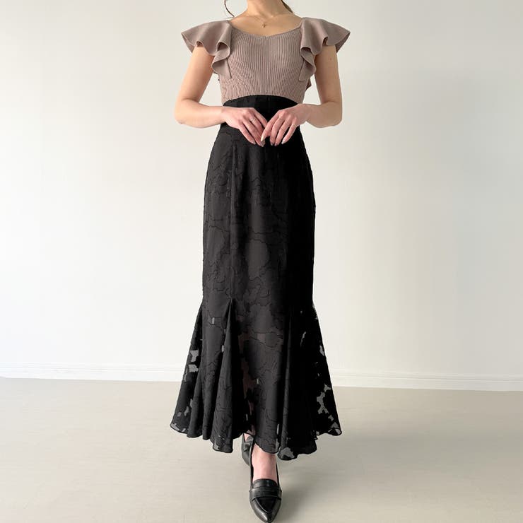 美品✨MaxMara ドッキングニット×シルクラッフルロングワンピース 黒 42 美品✨MaxMara ドッキングニット×シルクラッフルロング