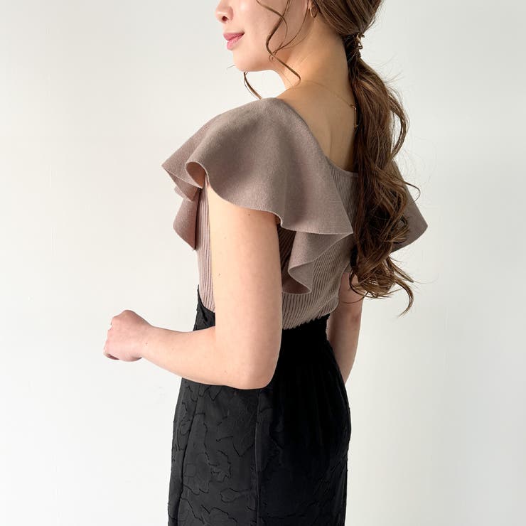 ラッフルニットドッキングシアージャガードマーメイドワンピース