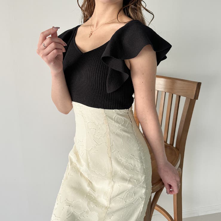 美品✨MaxMara ドッキングニット×シルクラッフルロングワンピース 黒 42 美品✨MaxMara ドッキングニット×シルクラッフルロング