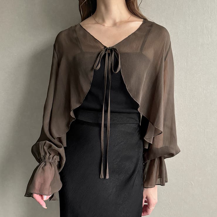 モカ | 楊柳シアーショートボレロ | JUNOAH