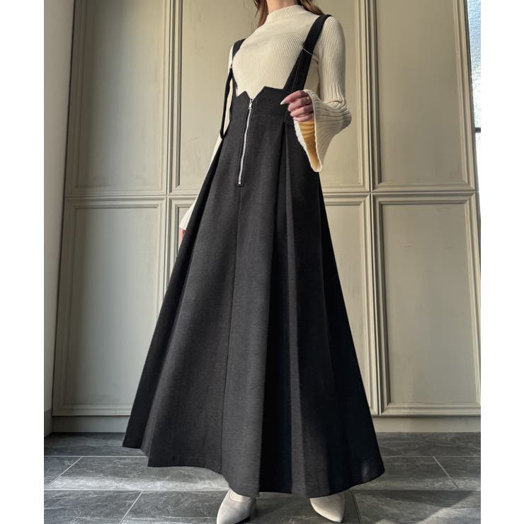 フロントハーフジップジャンパースカート[品番：AMTW0011799]｜JUNOAH