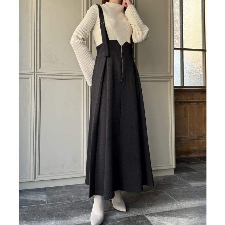 フロントハーフジップジャンパースカート[品番：AMTW0011799]｜JUNOAH