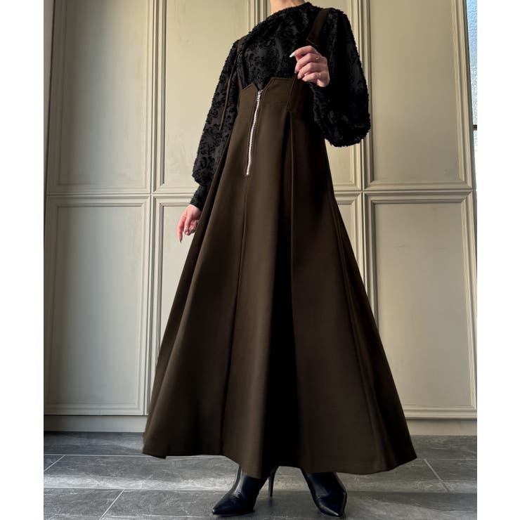 フロントハーフジップジャンパースカート[品番：AMTW0011799]｜JUNOAH