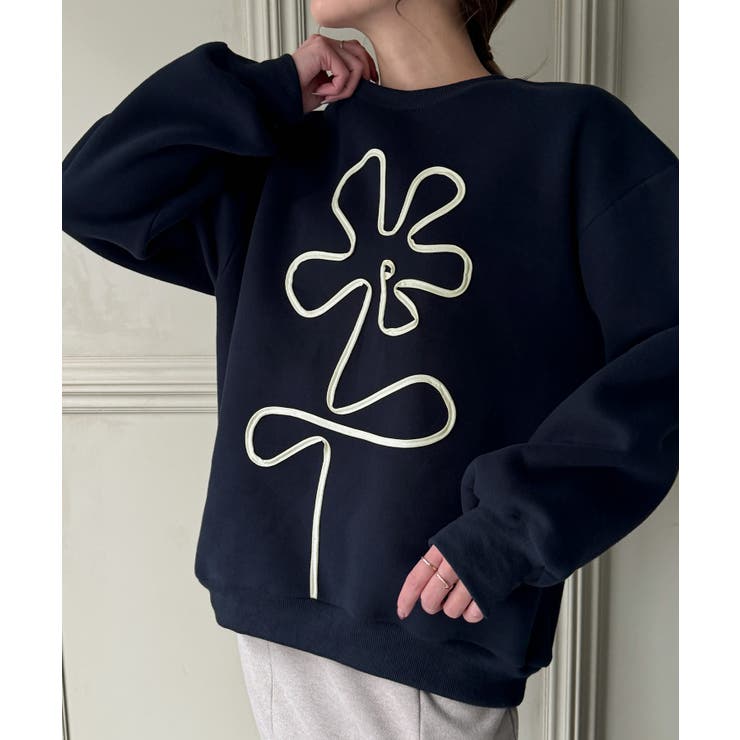 フラワー柄裏起毛プルオーバー[品番：AMTW0011750]｜JUNOAH（ジュノア