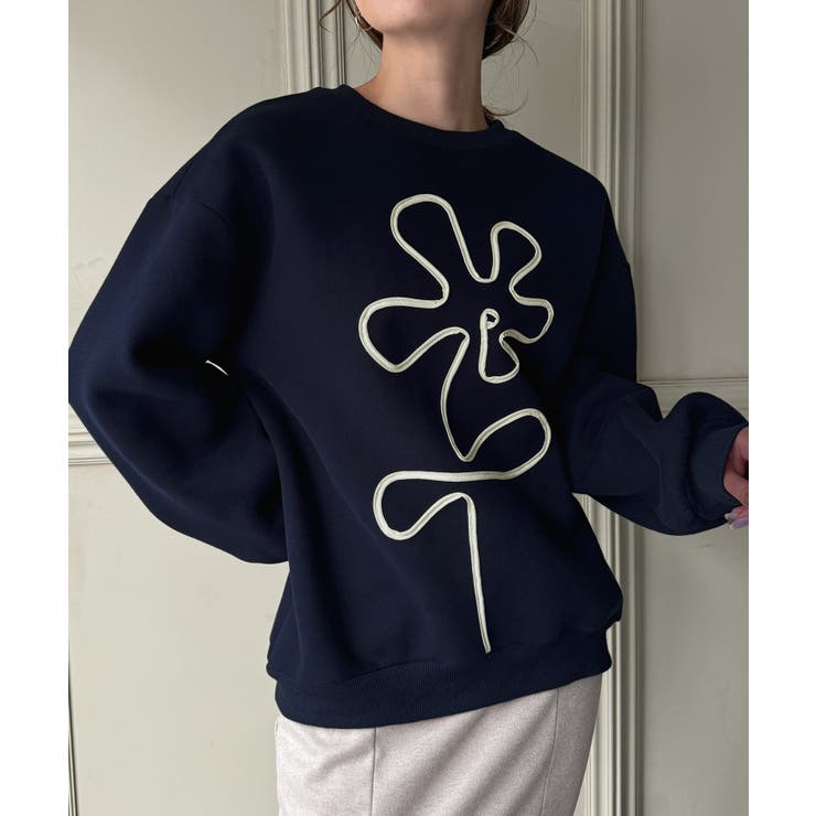 フラワー柄裏起毛プルオーバー[品番：AMTW0011750]｜JUNOAH（ジュノア