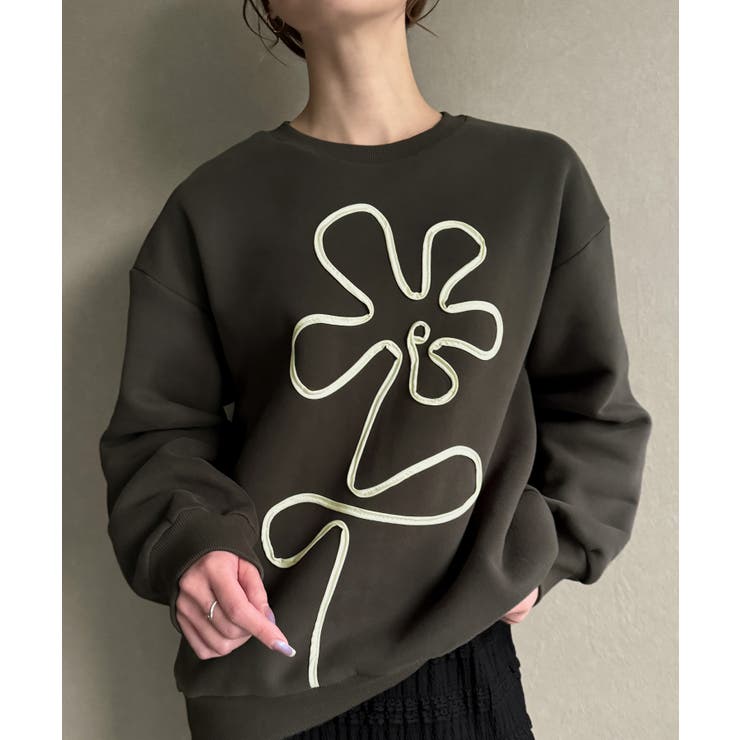 フラワー柄裏起毛プルオーバー[品番：AMTW0011750]｜JUNOAH（ジュノア