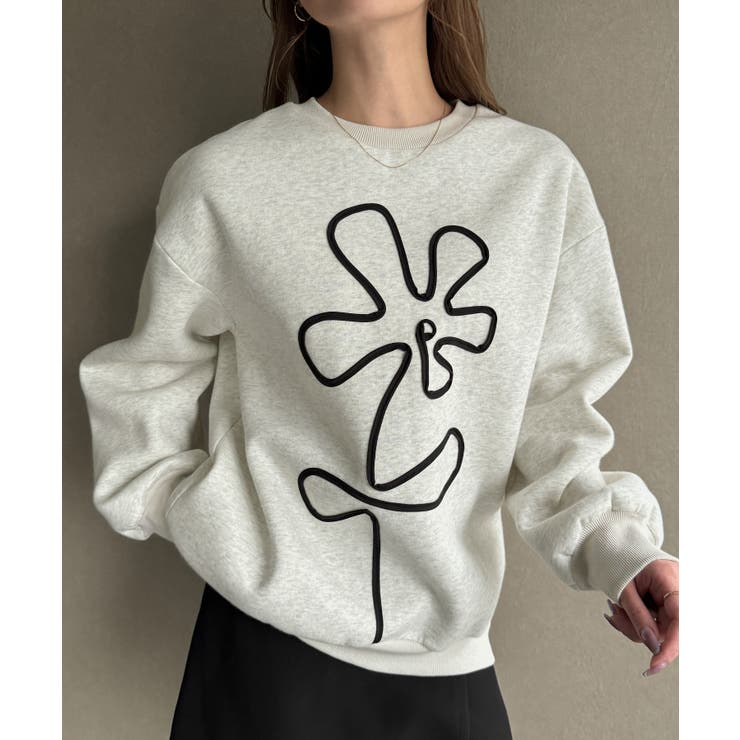 フラワー柄裏起毛プルオーバー[品番：AMTW0011750]｜JUNOAH（ジュノア