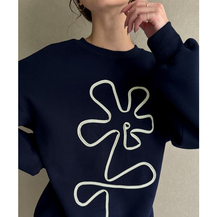 フラワー柄裏起毛プルオーバー[品番：AMTW0011750]｜JUNOAH（ジュノア