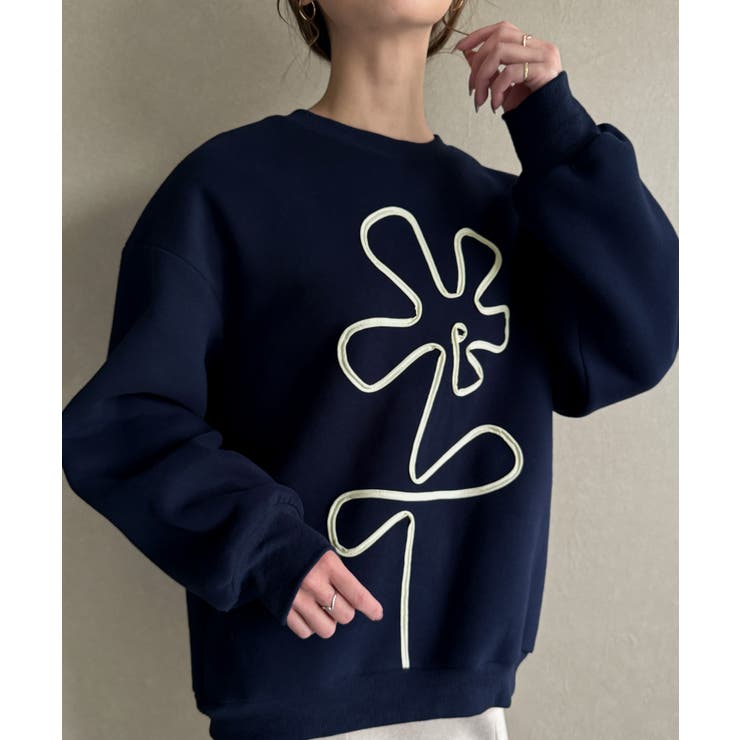 フラワー柄裏起毛プルオーバー[品番：AMTW0011750]｜JUNOAH（ジュノア