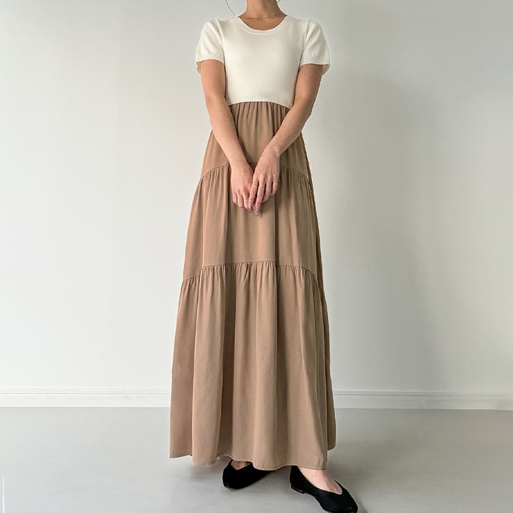 ニットドッキングティアードワンピース[品番：AMTW0010684