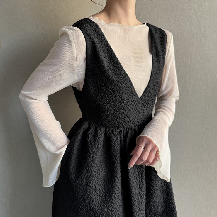 2wayふくれジャガードジャンバースカート | JUNOAH | 詳細画像2 