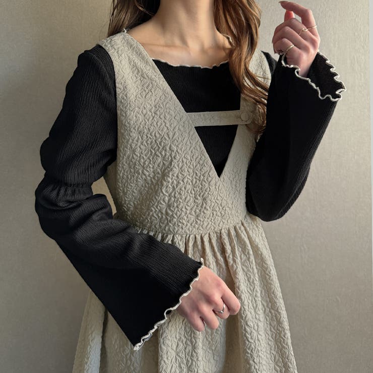 グレー | 2wayふくれジャガードジャンバースカート | JUNOAH