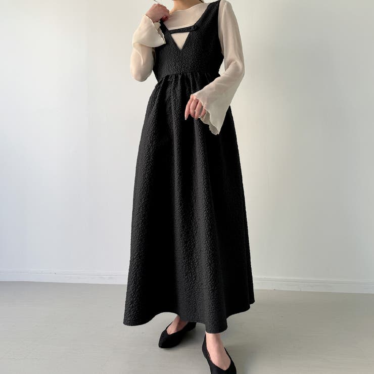 2wayふくれジャガードジャンバースカート | JUNOAH | 詳細画像3 