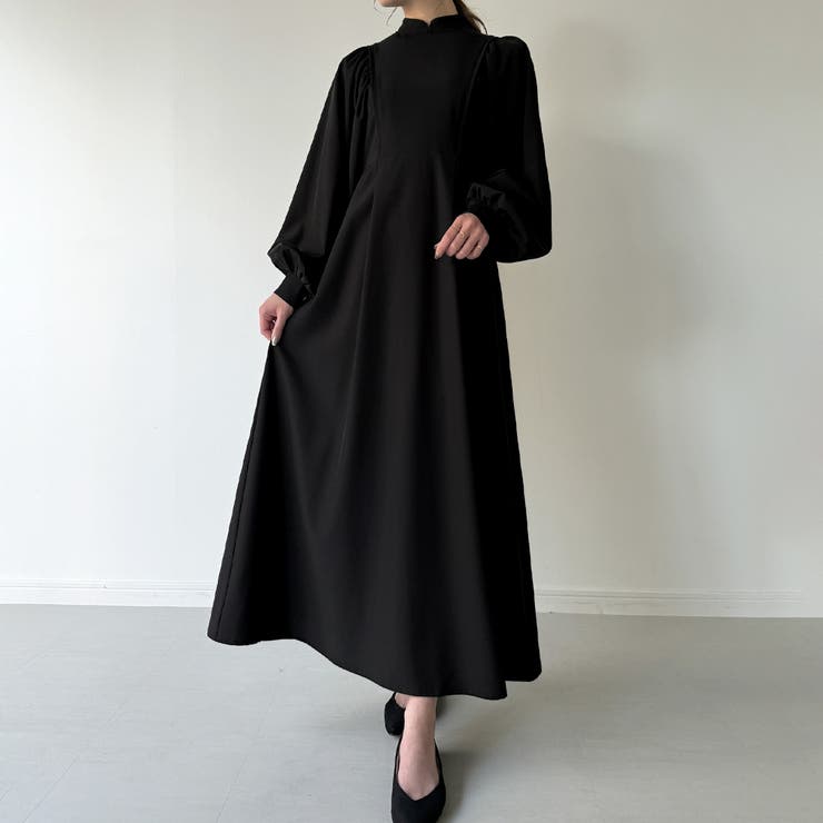 ボリュームスリーブロングワンピース[品番:AMTW0010067 ボリュームスリーブロングワンピース[品番:AMTW0010067