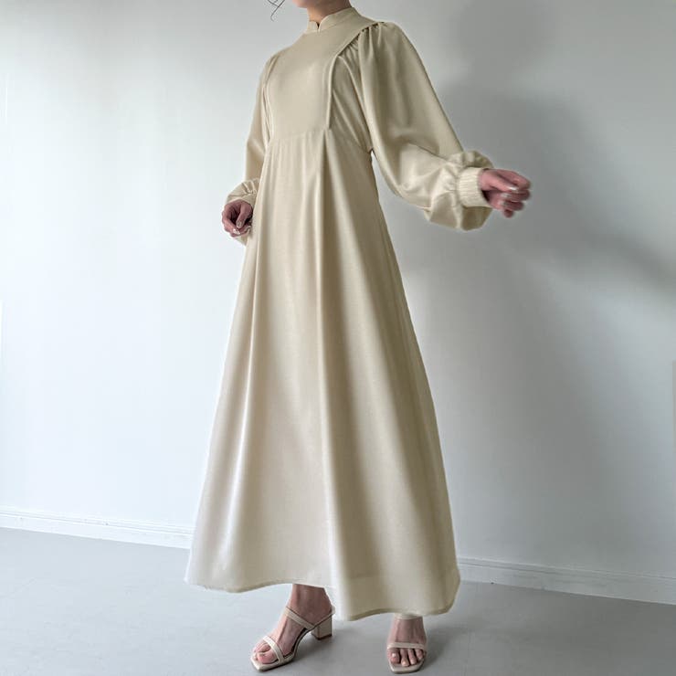 CLANE ワイドストラップワンピース（ワイドストラップステッチ  