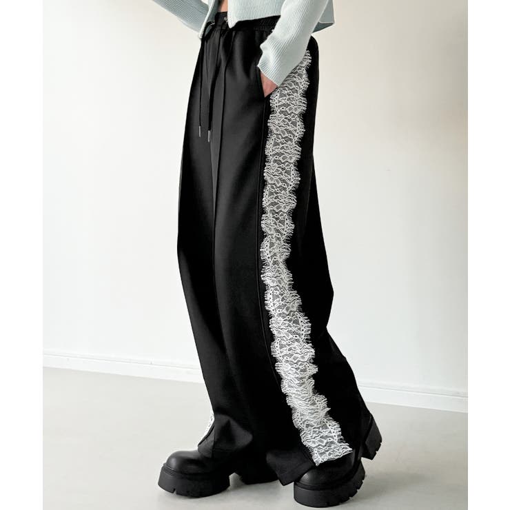 ピンタックレースライントラックパンツ[品番：AMTW0011912]｜junoah