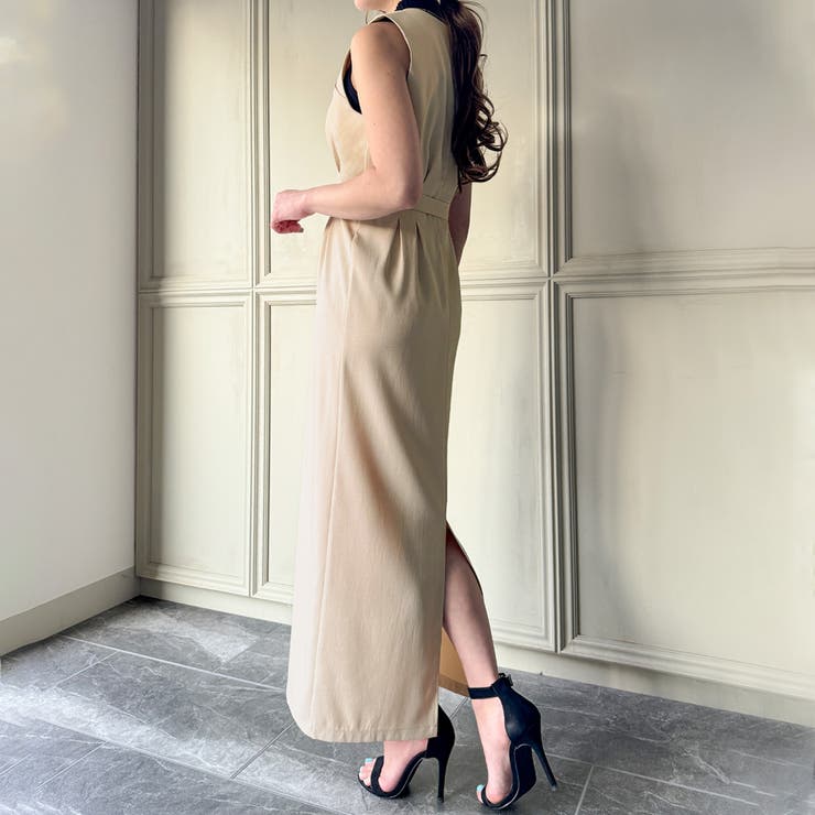 ウエストタックキーネックジャンパースカート【ペチスカートセット