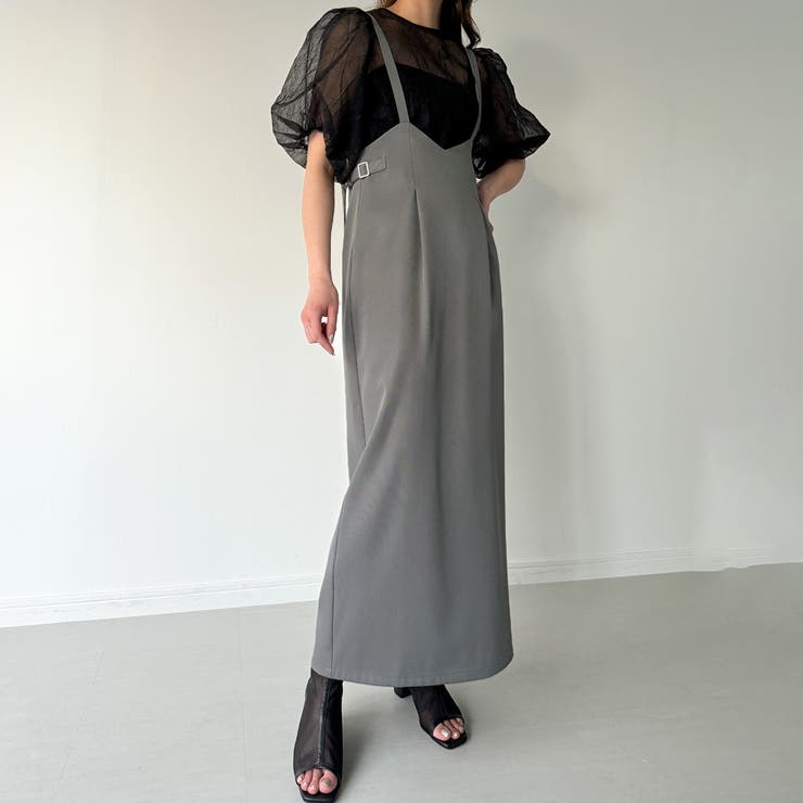 サスペンダー付きIラインスカート[品番：AMTW0010078]｜JUNOAH