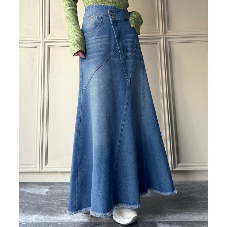 アシメデザインデニムマーメイドスカート[品番：AMTW0012035]｜JUNOAH