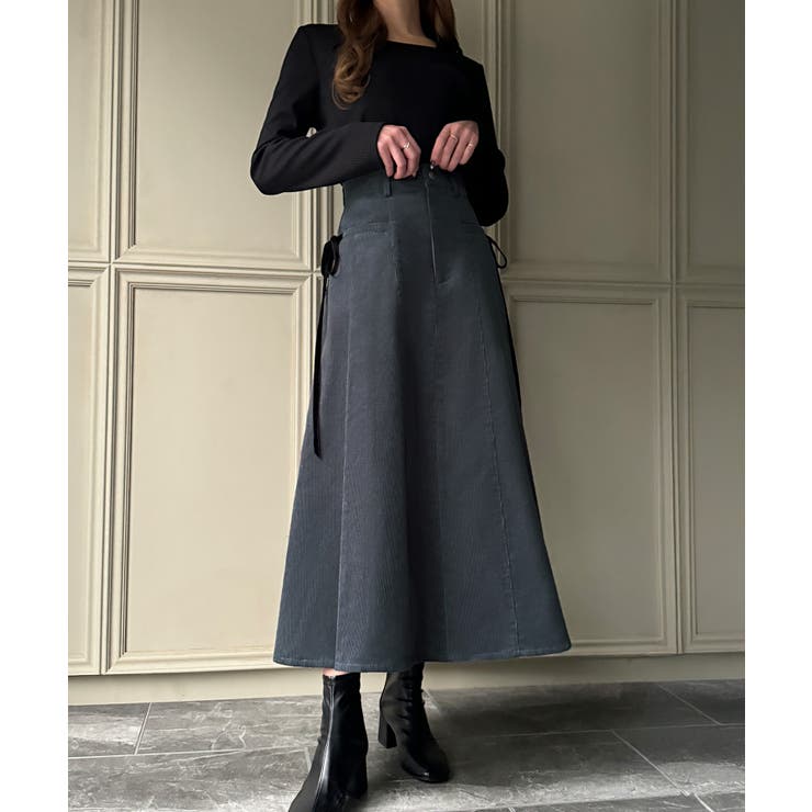 リボン付きコーデュロイタックスカート | JUNOAH | 詳細画像10 