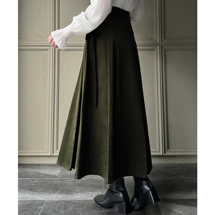 リボン付きコーデュロイタックスカート | JUNOAH | 詳細画像5 